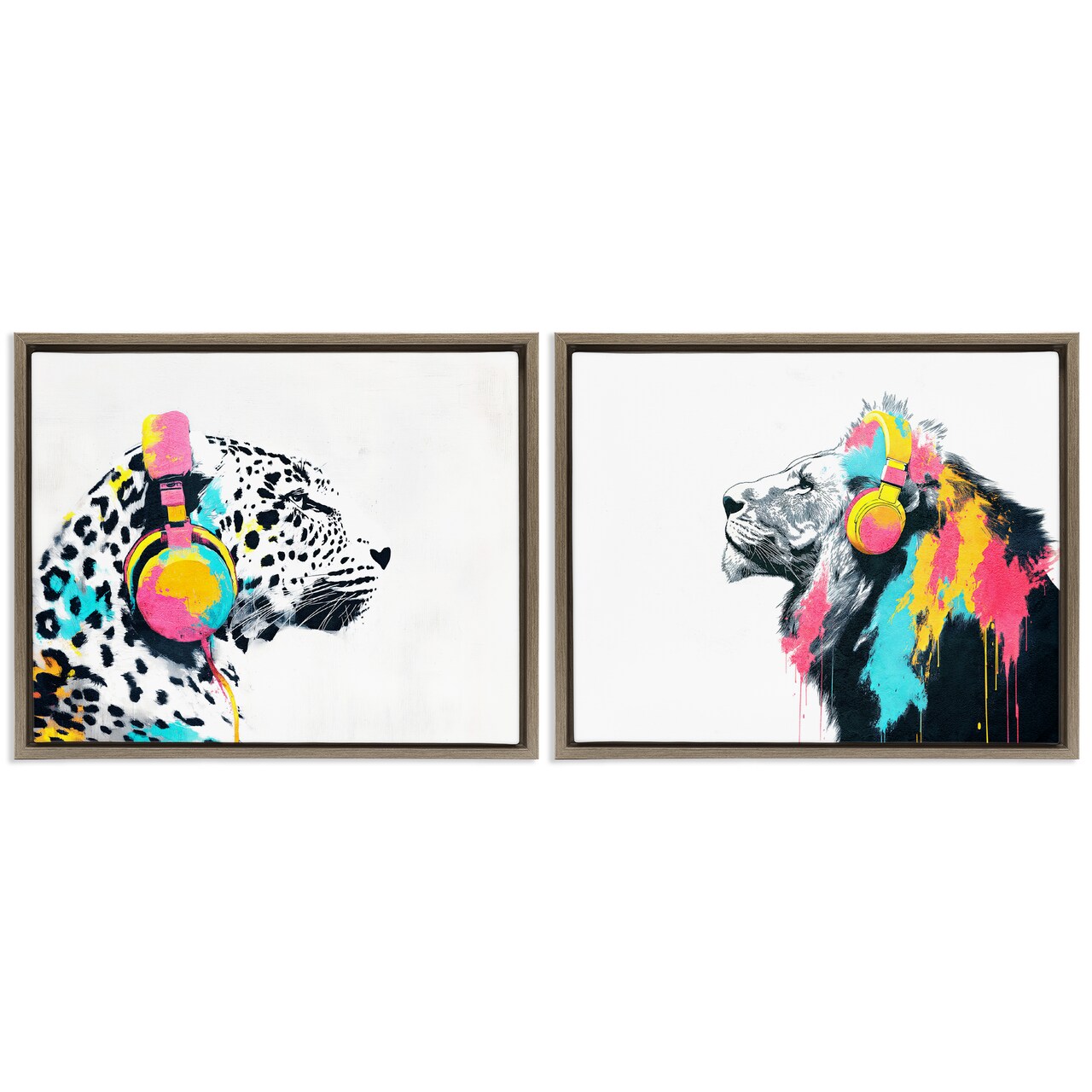 Stupell Industries Leopard and Lion On Air 2pc Floating Frame Set, design by Svetlana Aleynikova
